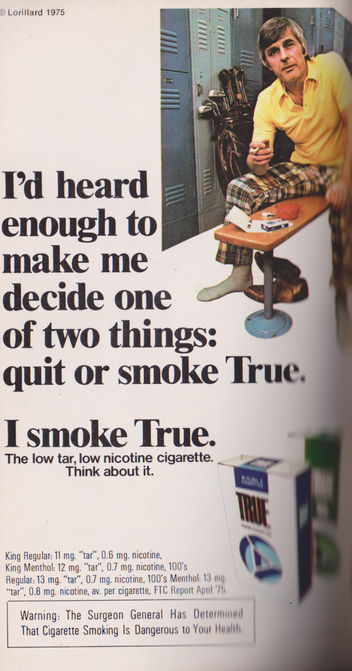 Vintage advertisement for men's cigarettes from Chrysalis of Death
